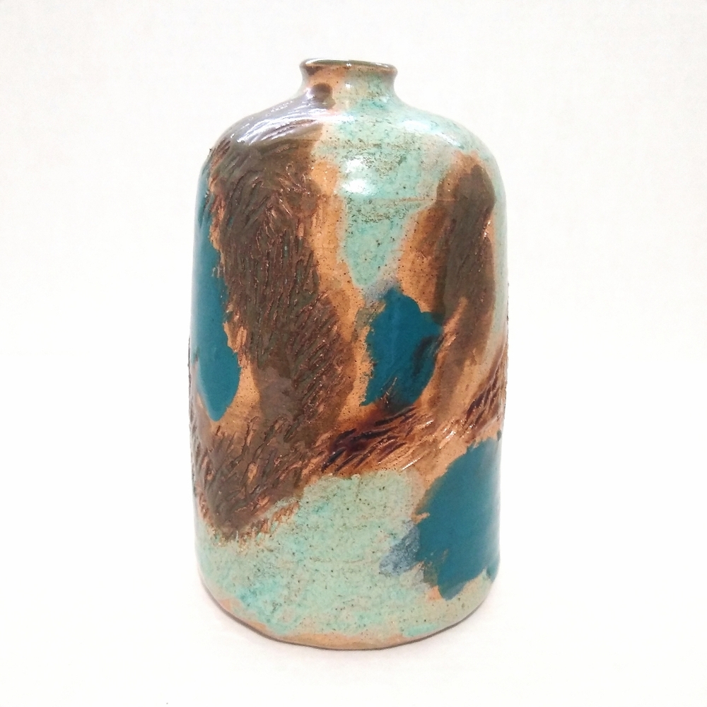 Signed JL mid century modern stoneware vase - Picture 6 of 8